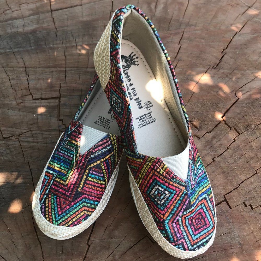 Women's Mexican Handwoven Colorful Espadrilles Slip On Loafers Shoes Size 6